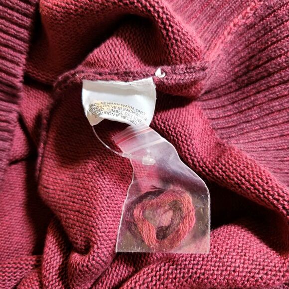 Vintage Structure $69 XXL 1/4 Quarter Zip Mock Neck 100% Cotton Burgundy Sweater - Picture 7 of 9